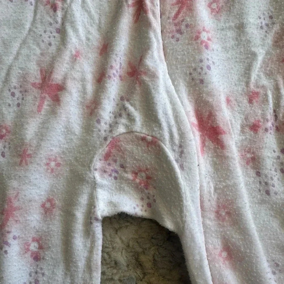 Lullaby Lane White & Pink Zippered Footie Pajamas Size 6-9 Months Sleepsuit - Picture 6 of 6